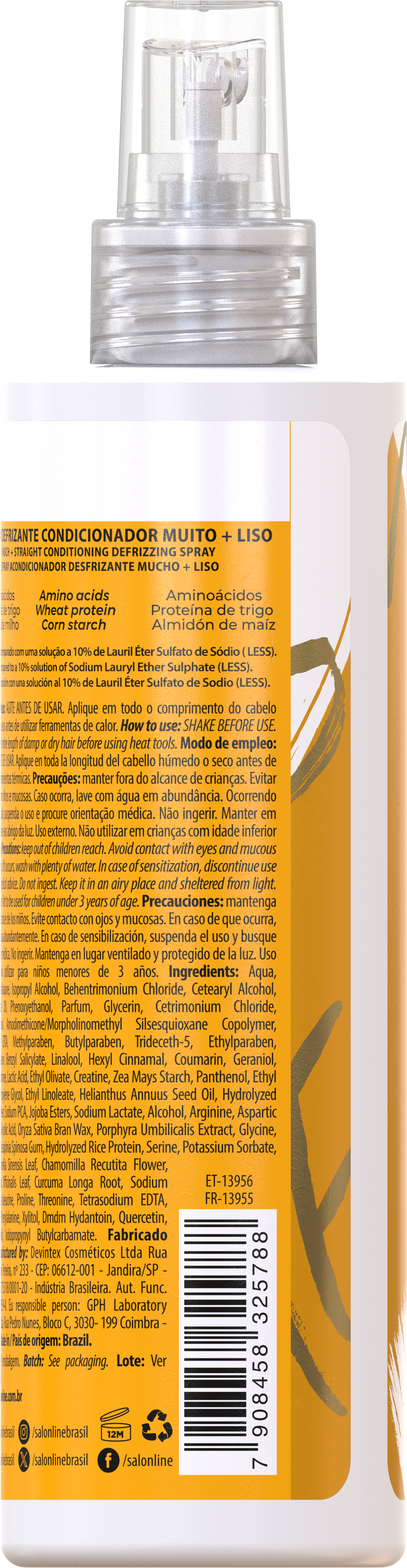 Salon Line SOS Meu Liso Spray Protetor Térmico Muito + Liso 240ml