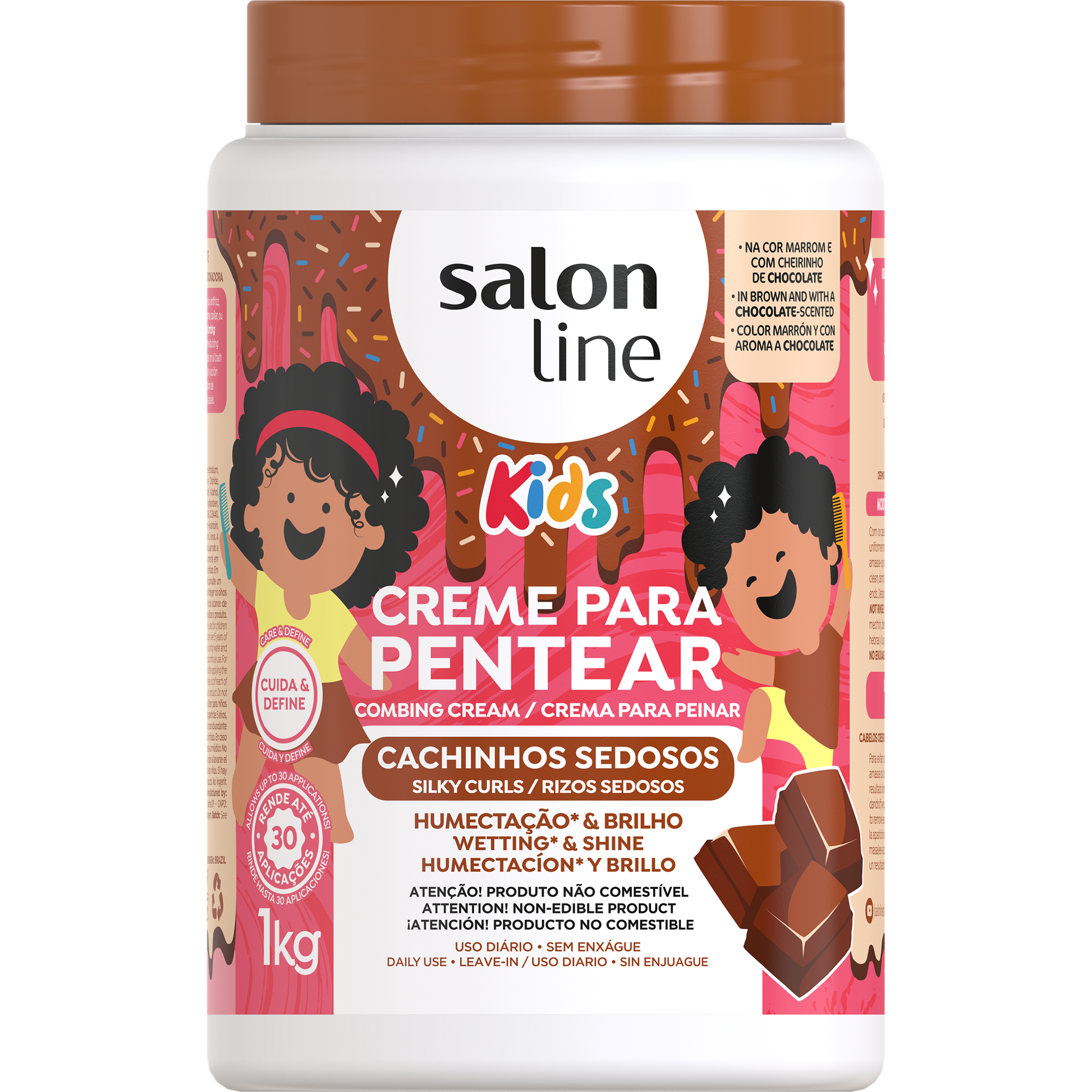 Salon Line Creme de Pentear Kids Chocolate Cachinhos Nutridos 1 Kg